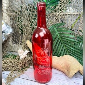 Vintage 90's Drip Candles  &/or Incense & more Etched Dragon Glass Wine Bottle